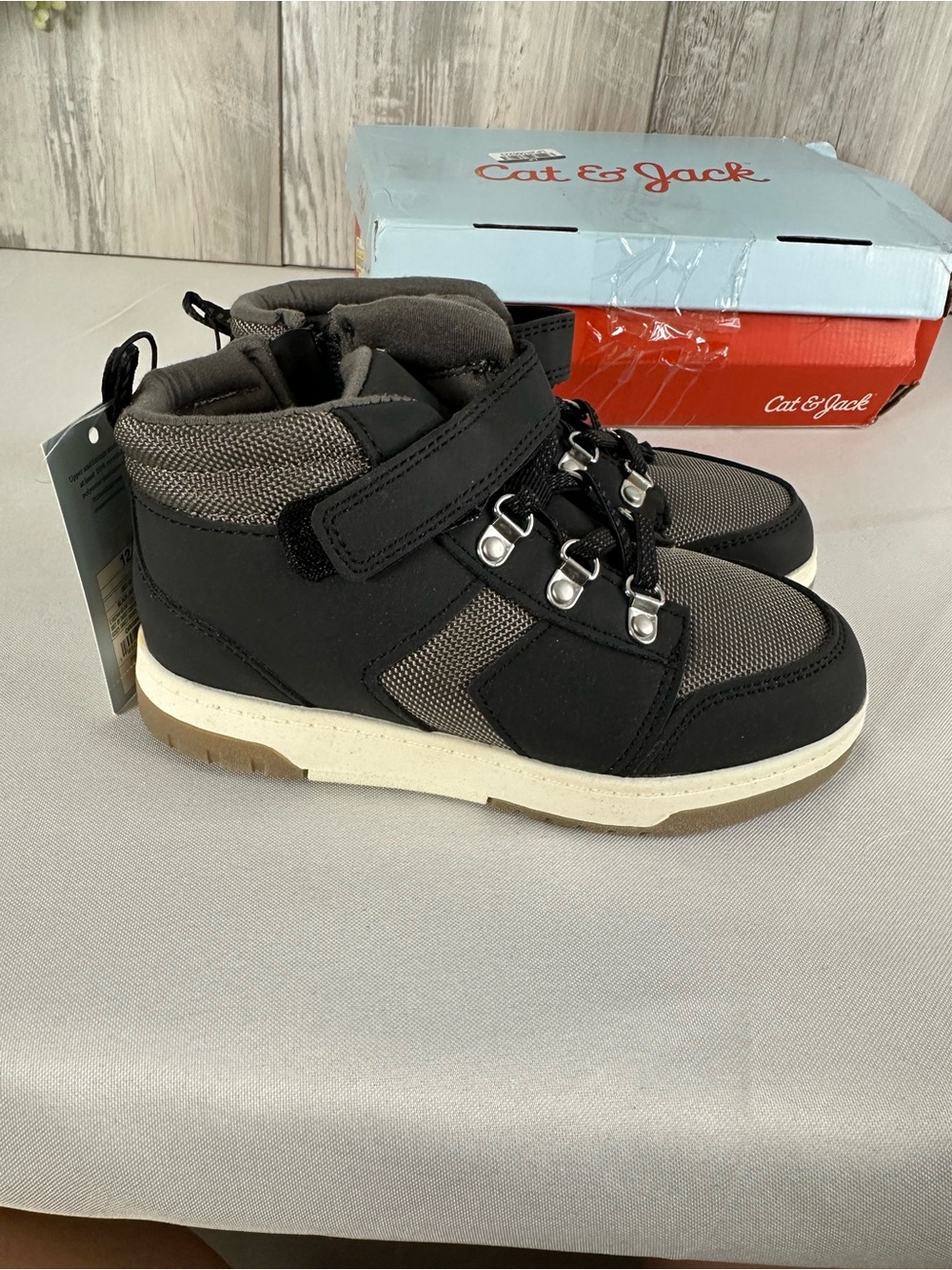 Black and Gray Toddlers High-Top Hiking Boots -12